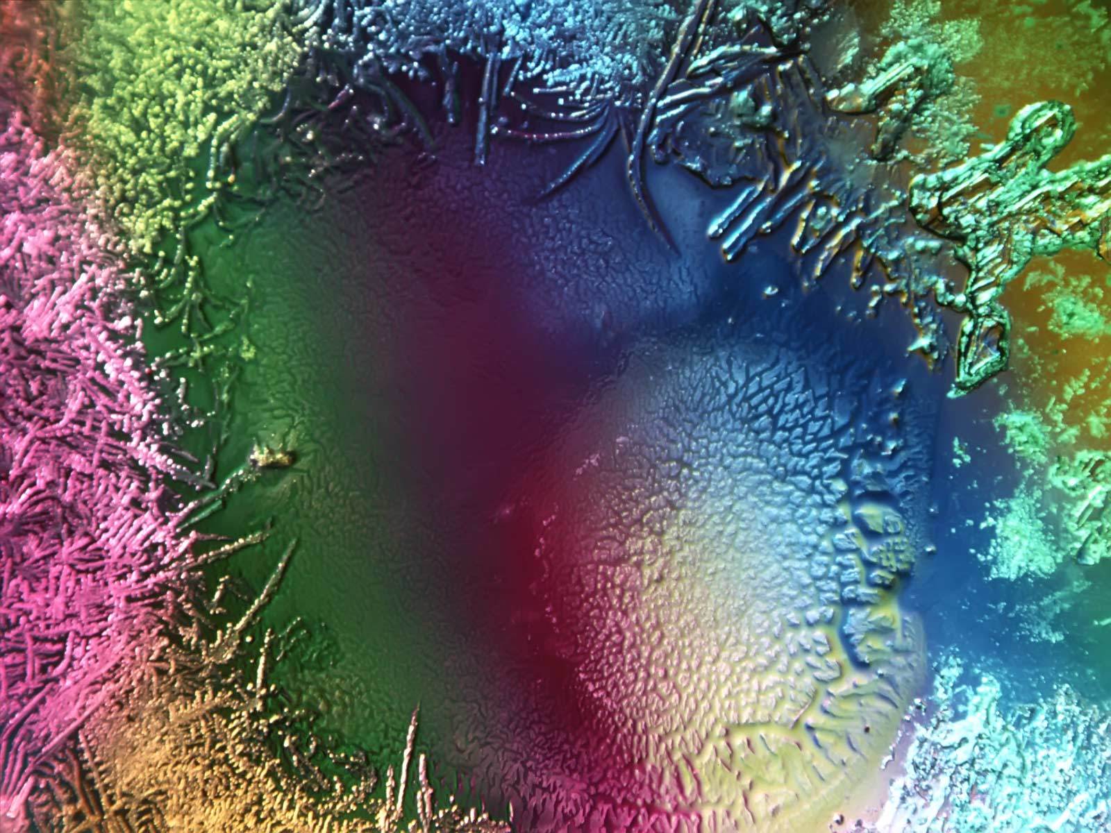 Colorful ice crystal patterns