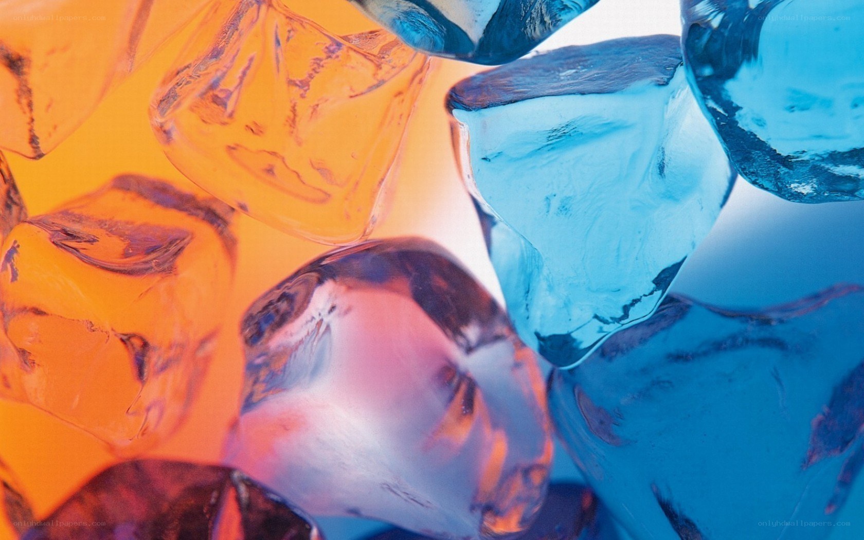 Colorful ice cubes close-up