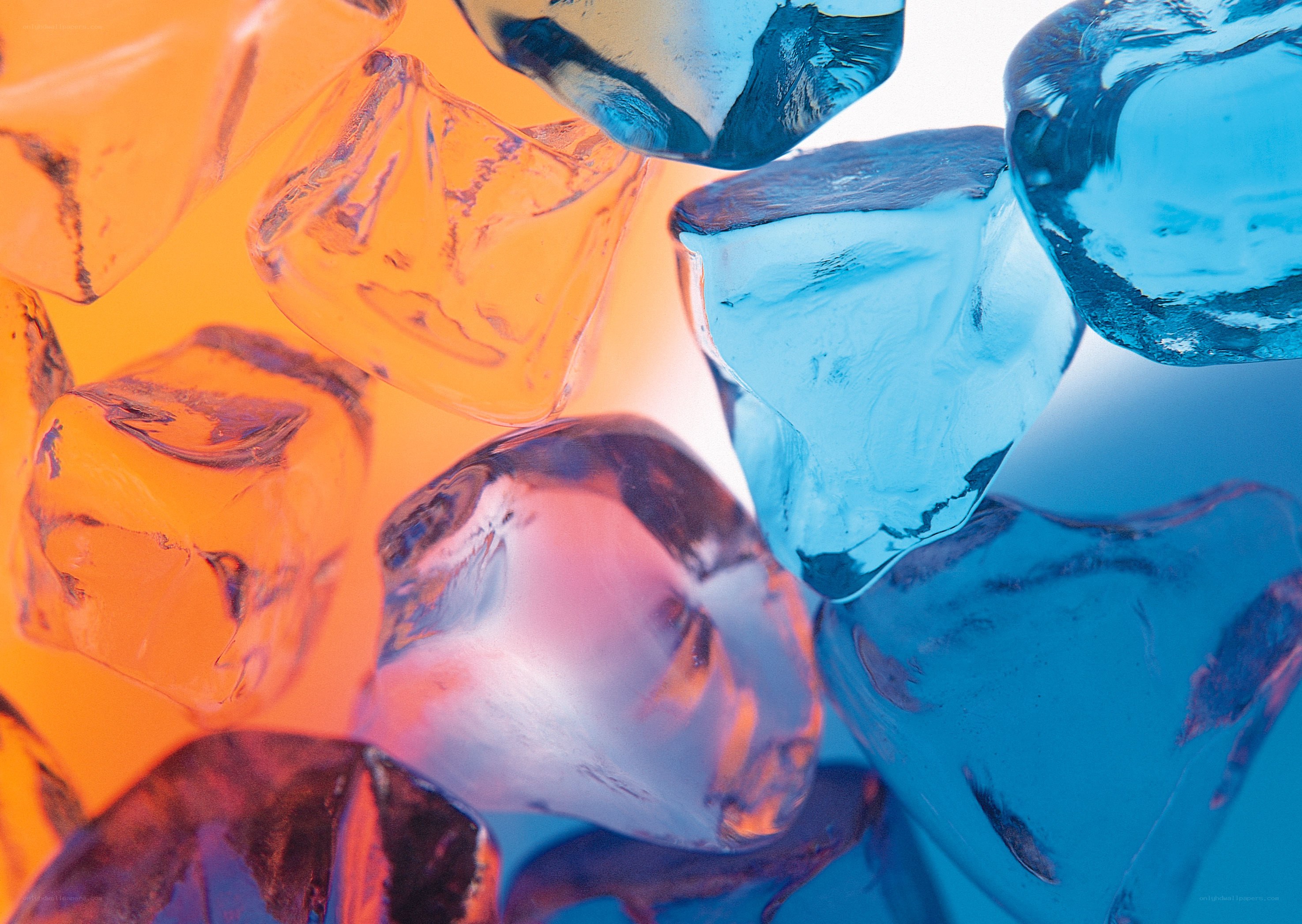 Colorful ice cubes close-up