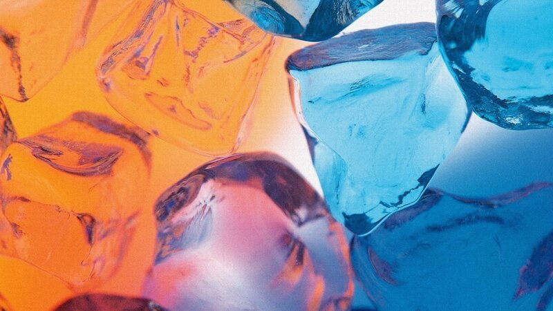 Colorful ice cubes close-up