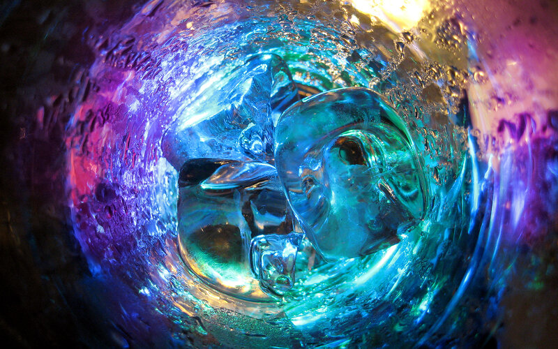 colorful ice in glass