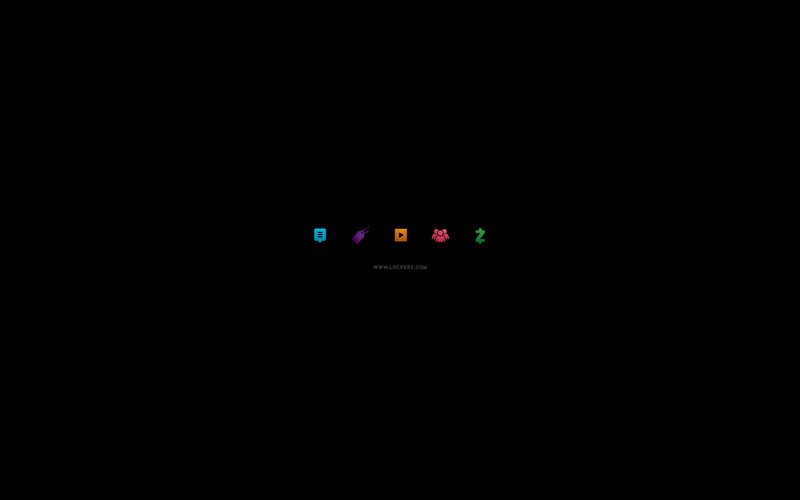 colorful icons on black background