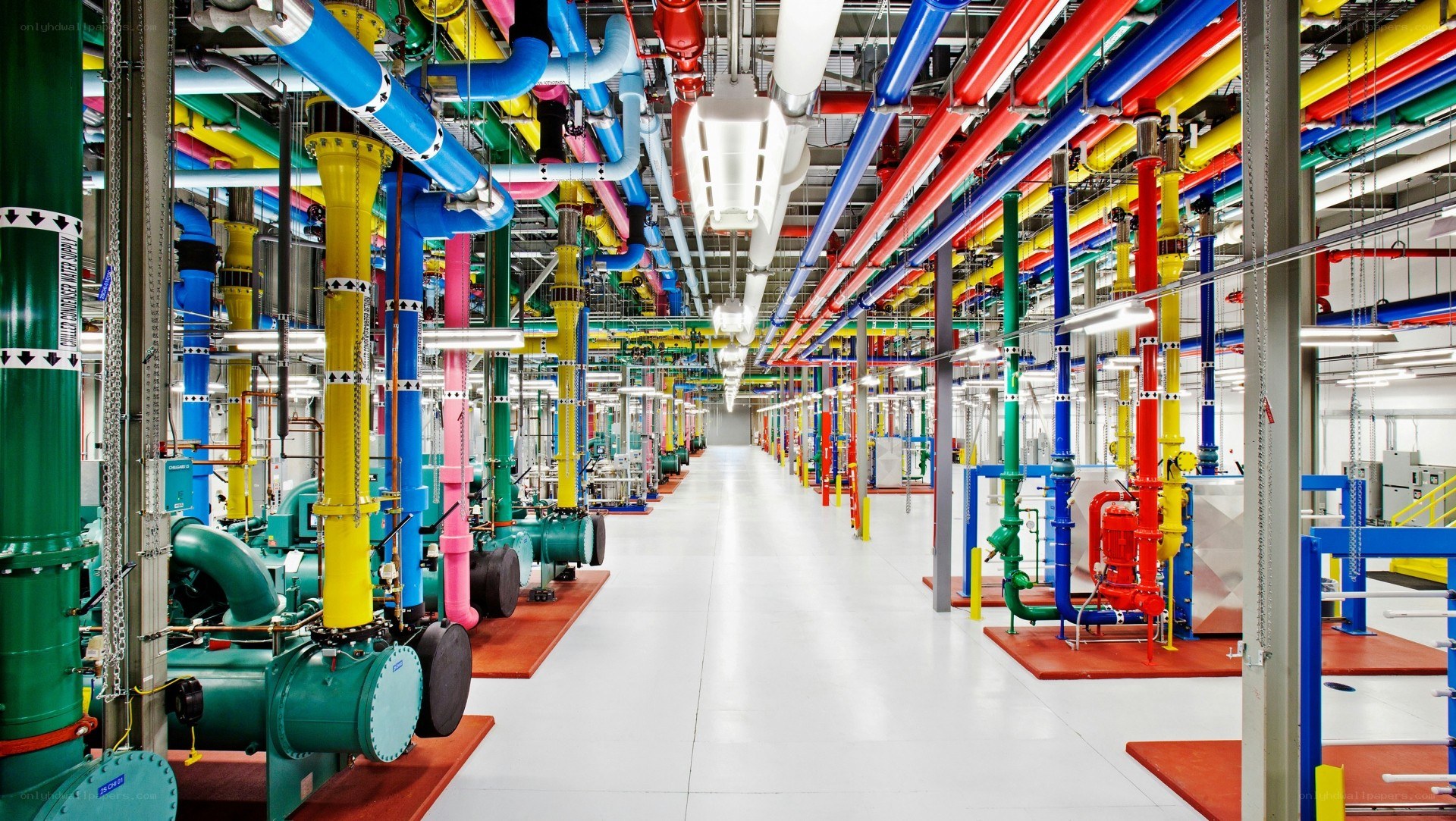 Colorful industrial piping system