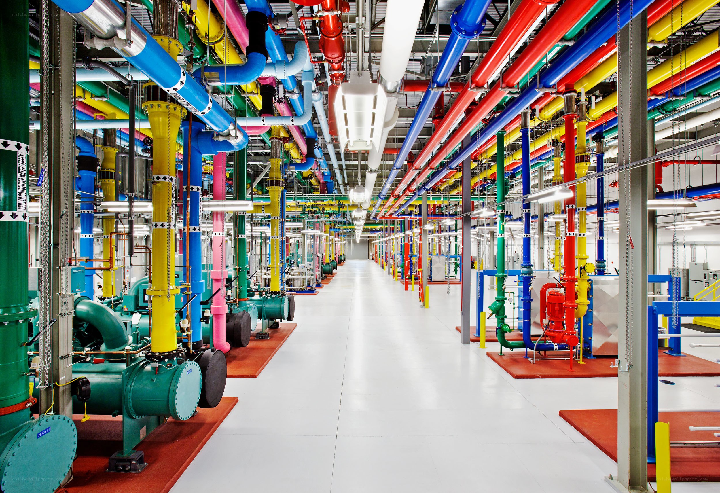 Colorful industrial piping system