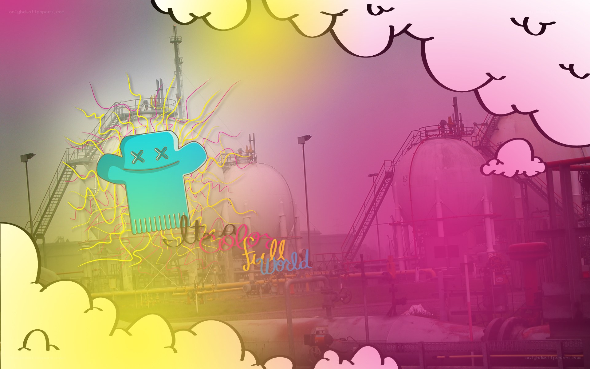 Colorful industrial scene