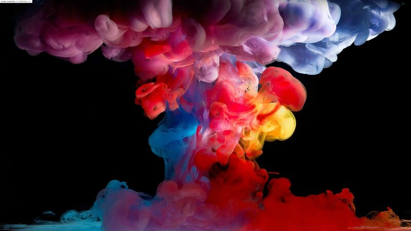 Colorful Ink in Water — Red, Dramatic, Photograph