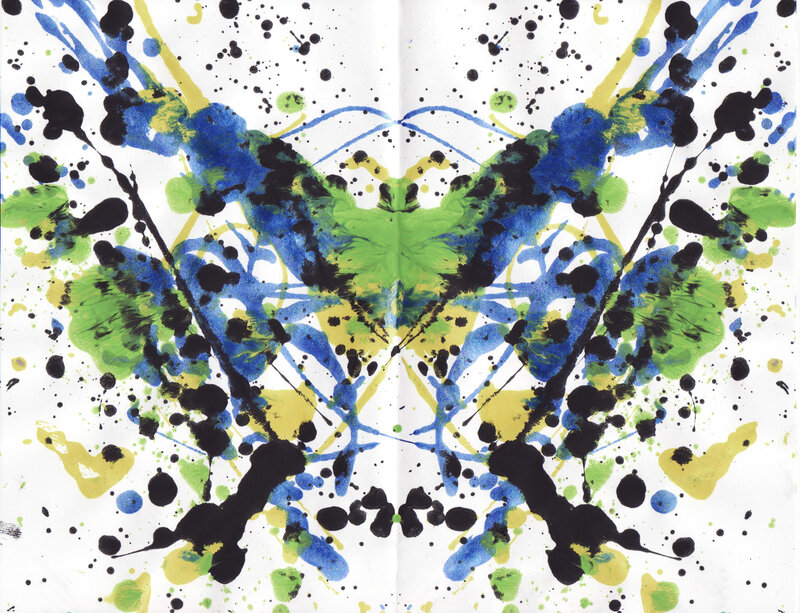 Colorful inkblot symmetrical art