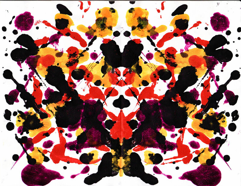 Colorful inkblot symmetrical pattern
