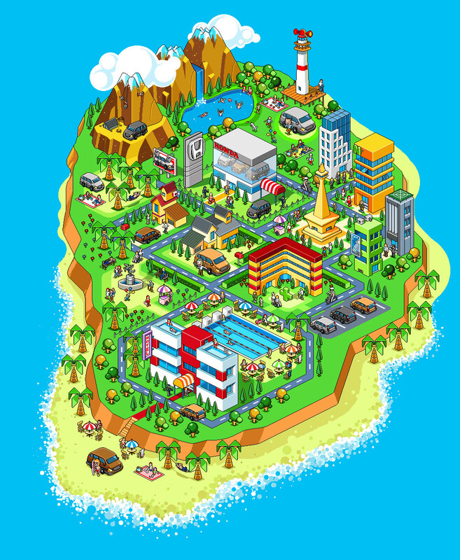 Colorful island city map
