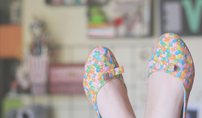 colorful jelly bean shoes