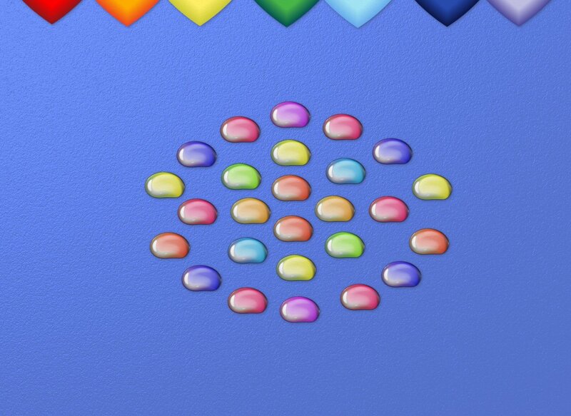 colorful jelly beans on blue