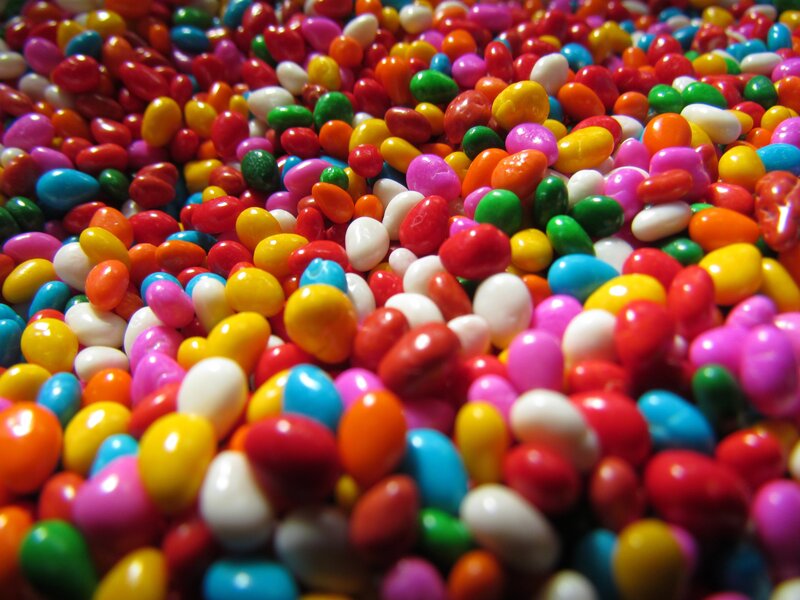 Colorful Jelly Beans — Red, Vibrant, Photograph, Candy