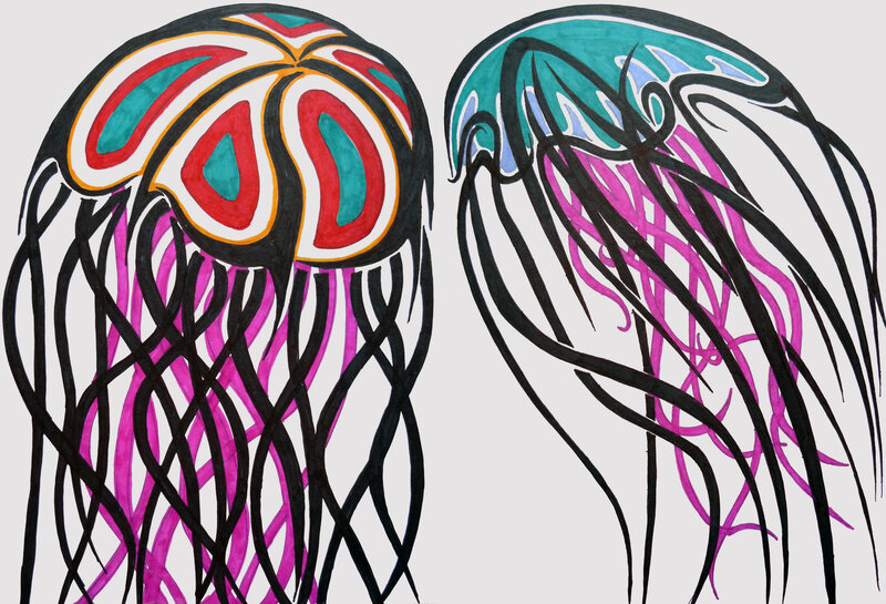 Colorful jellyfish art