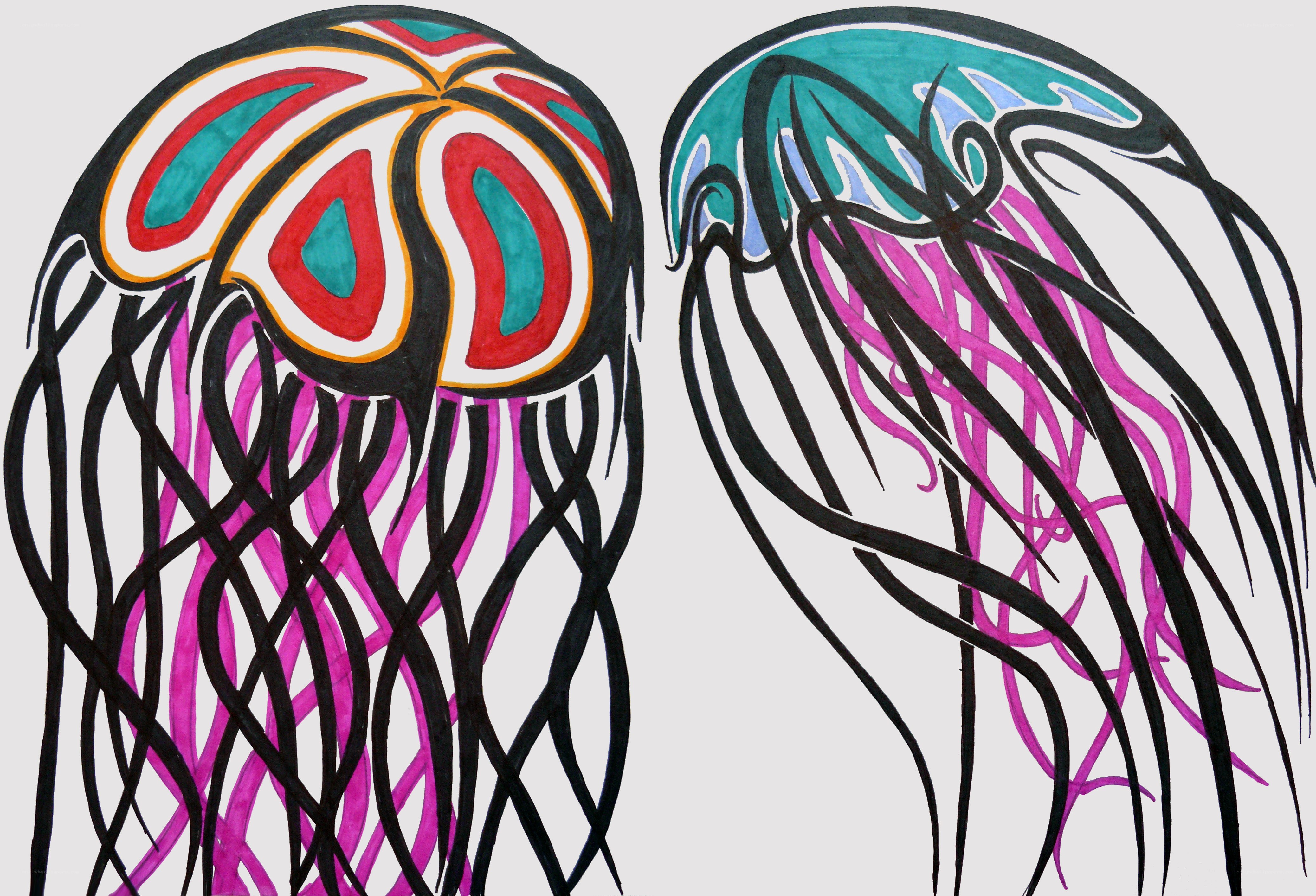 Colorful jellyfish art
