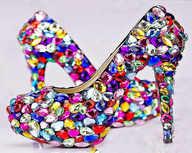 Colorful Jeweled High Heels