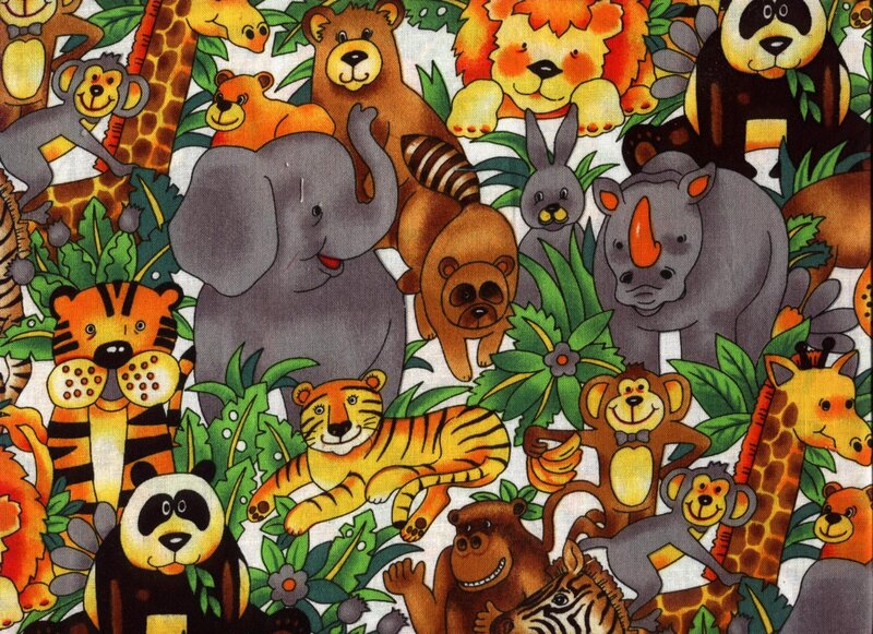 colorful jungle animals pattern