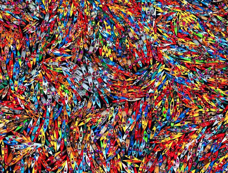 Colorful Kayaks from Above
