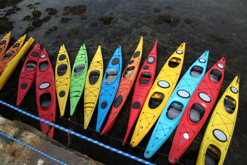 Colorful Kayaks in Water
