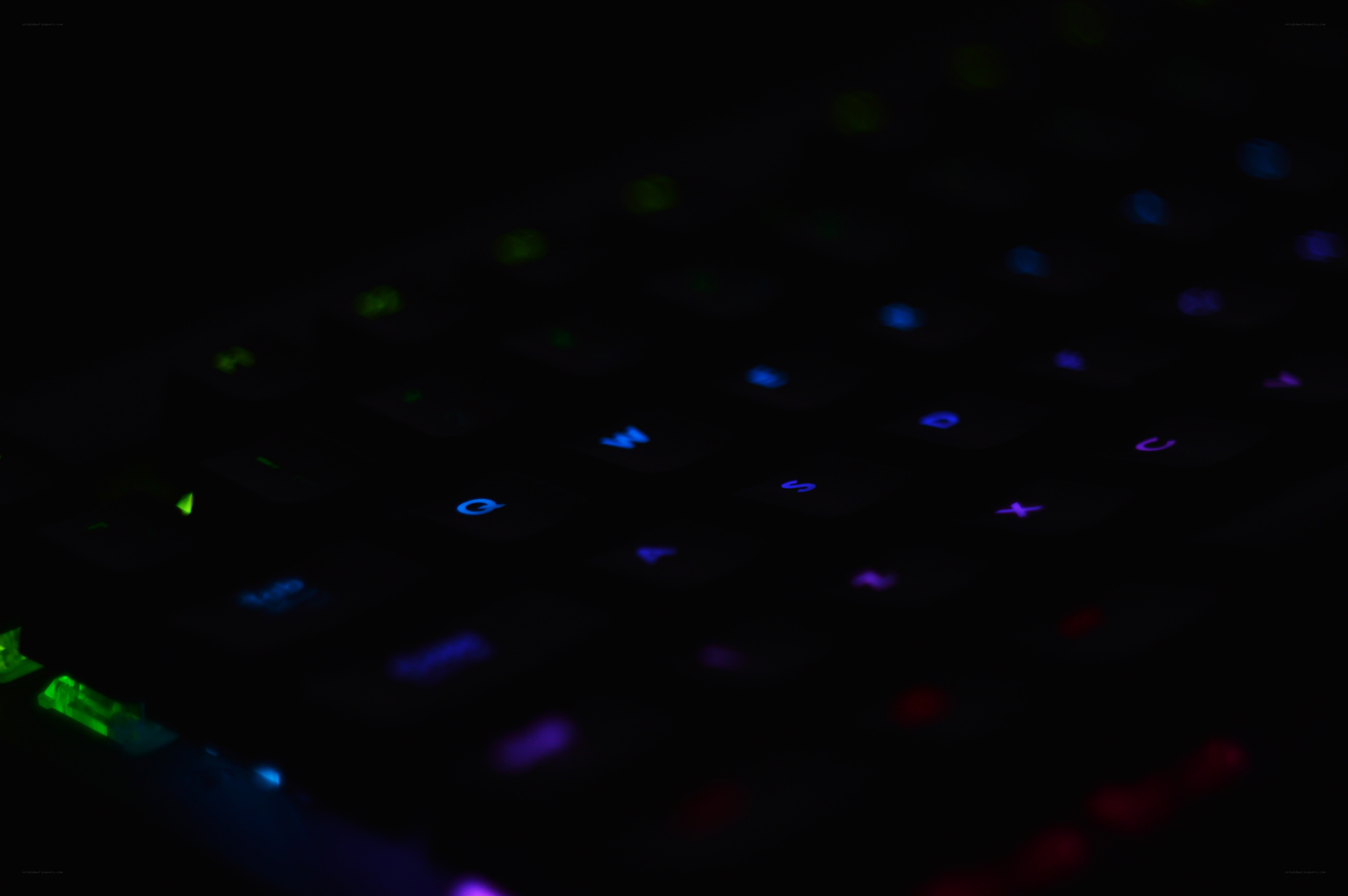 colorful keyboard in dark room