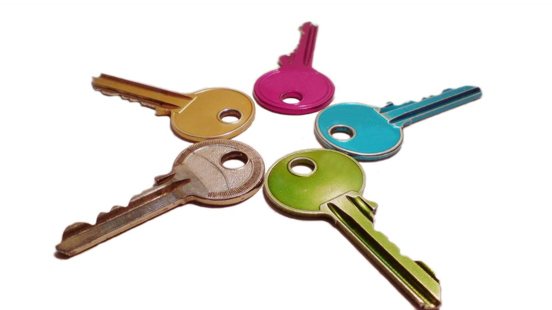 colorful keys on white background