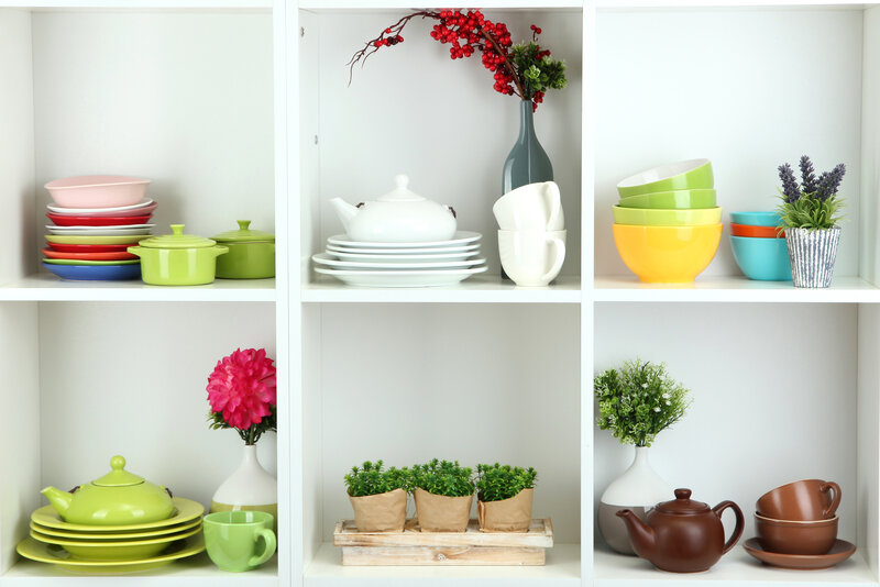 Colorful Kitchen Shelves