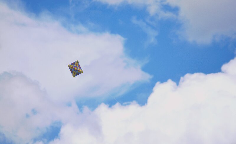 Colorful Kite in Sky — Blue
