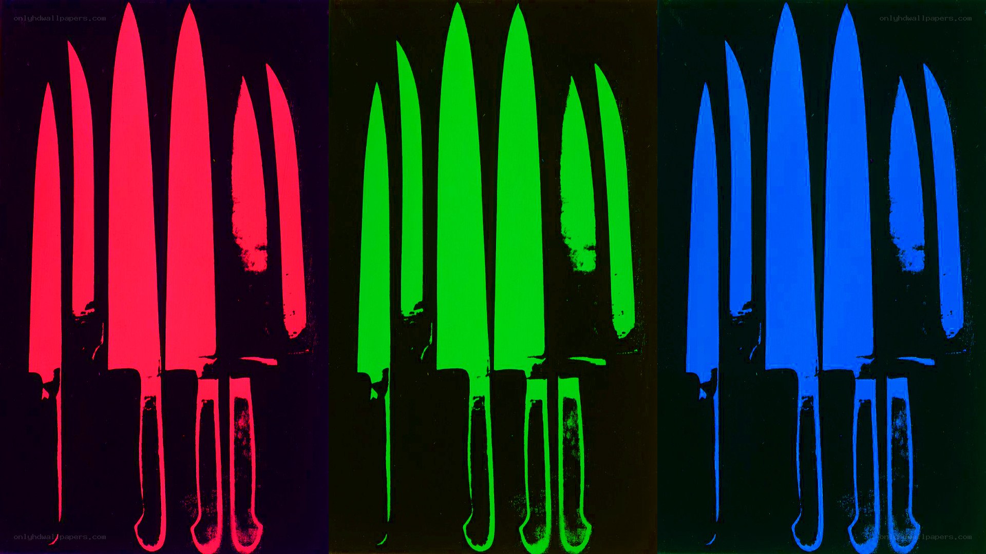 Colorful Knife Silhouettes