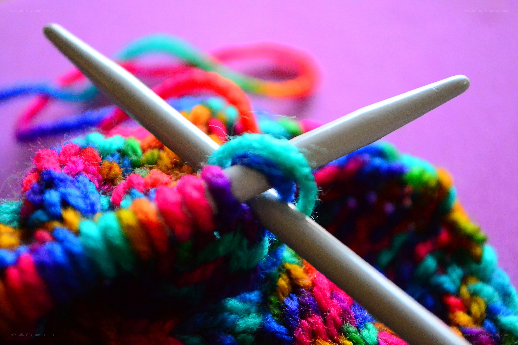 Colorful knitting in progress
