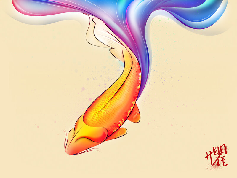 Colorful koi fish art