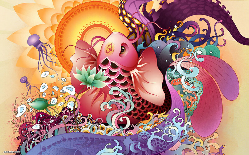 colorful koi fish illustration