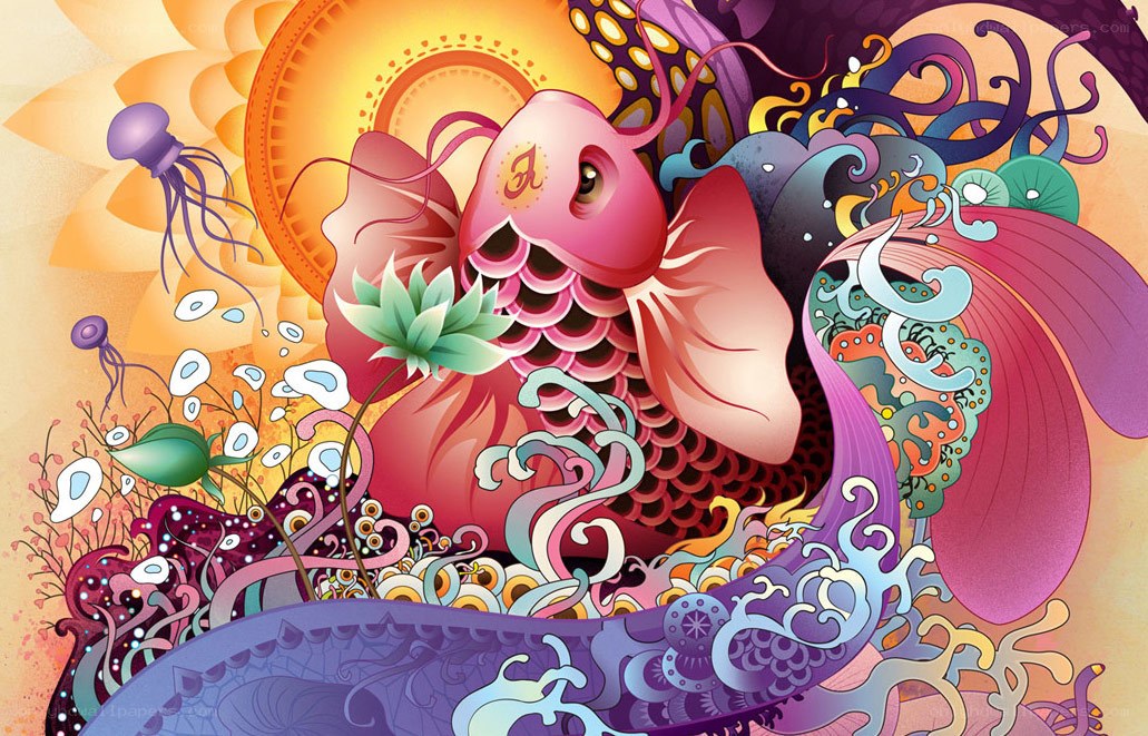 colorful koi fish illustration
