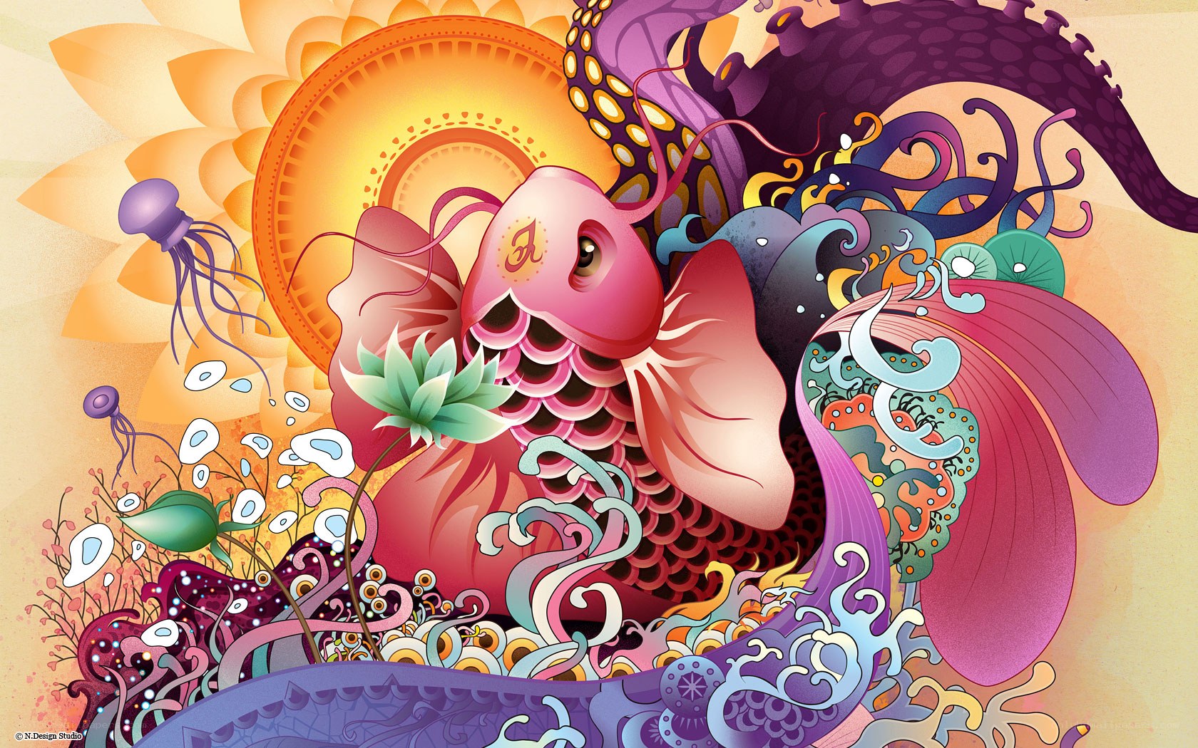 colorful koi fish illustration