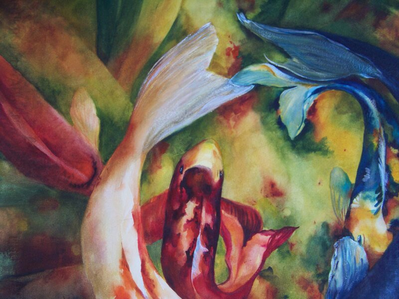 Colorful koi fish painting