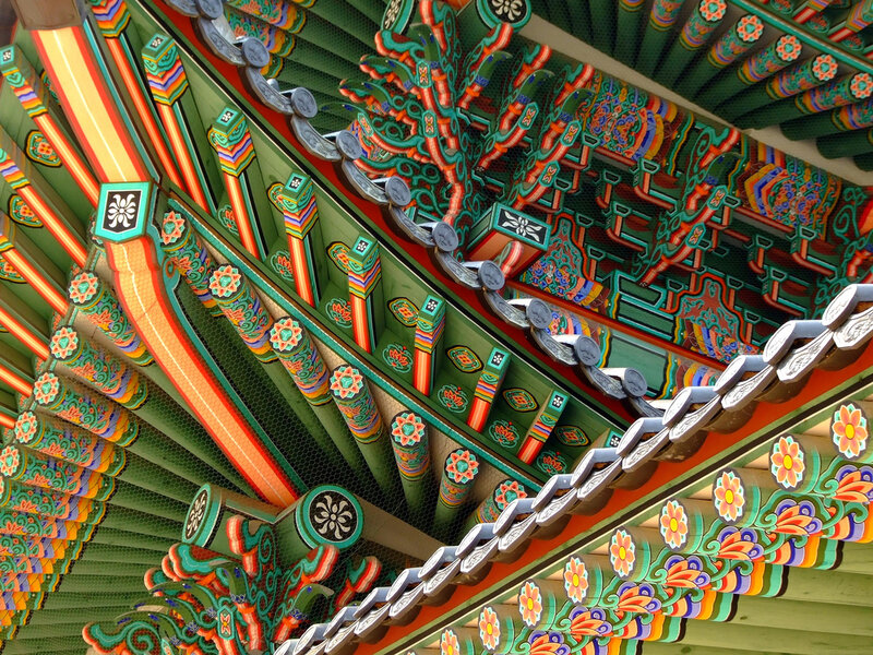 colorful korean temple roof