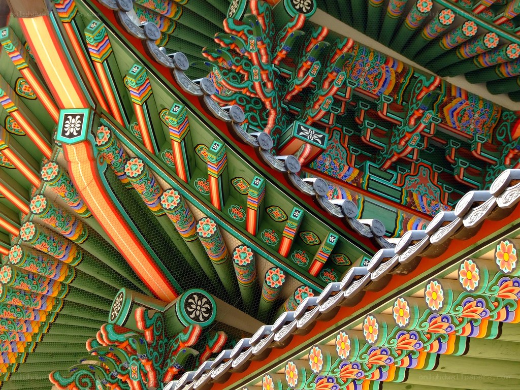colorful korean temple roof