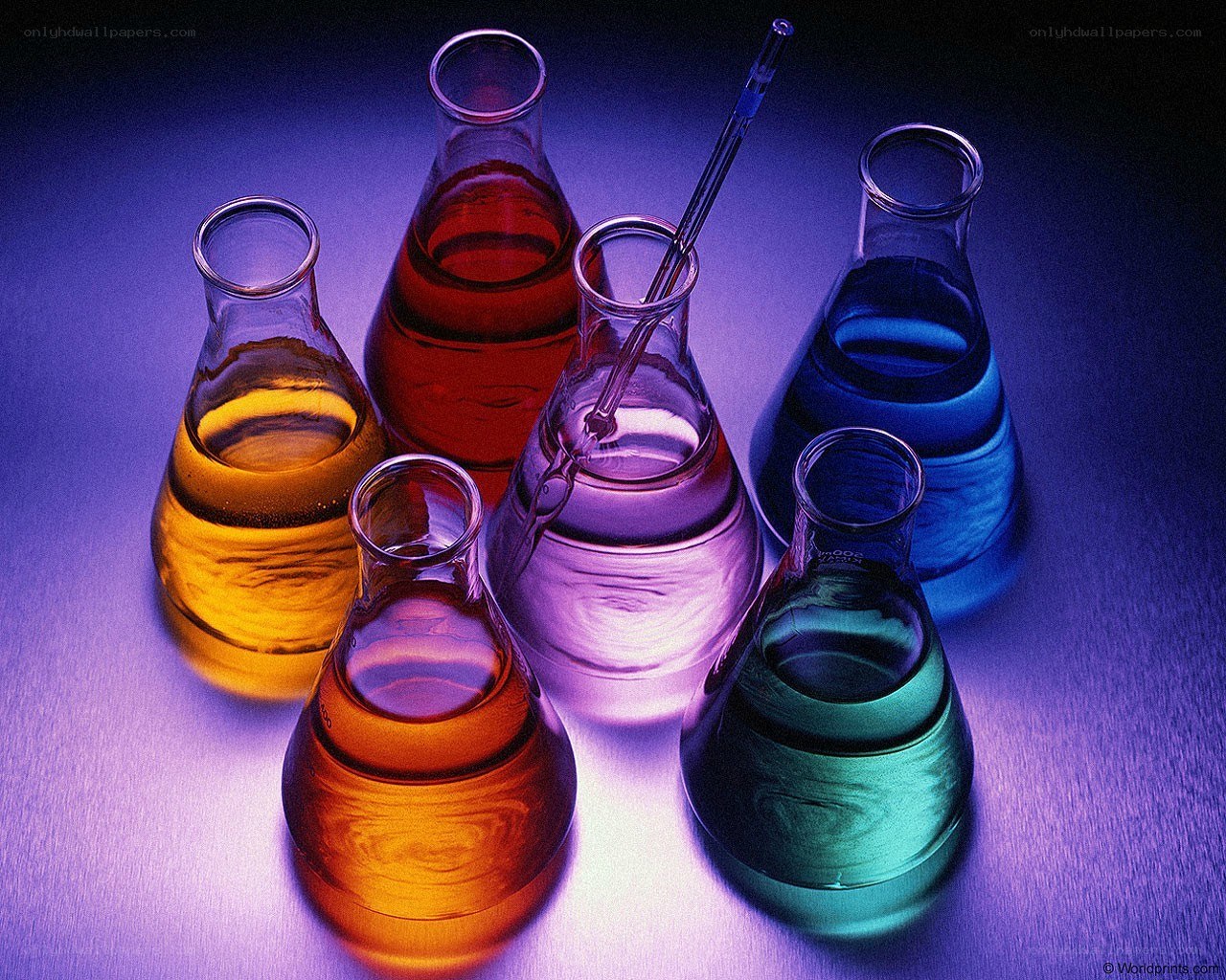 Colorful lab flasks