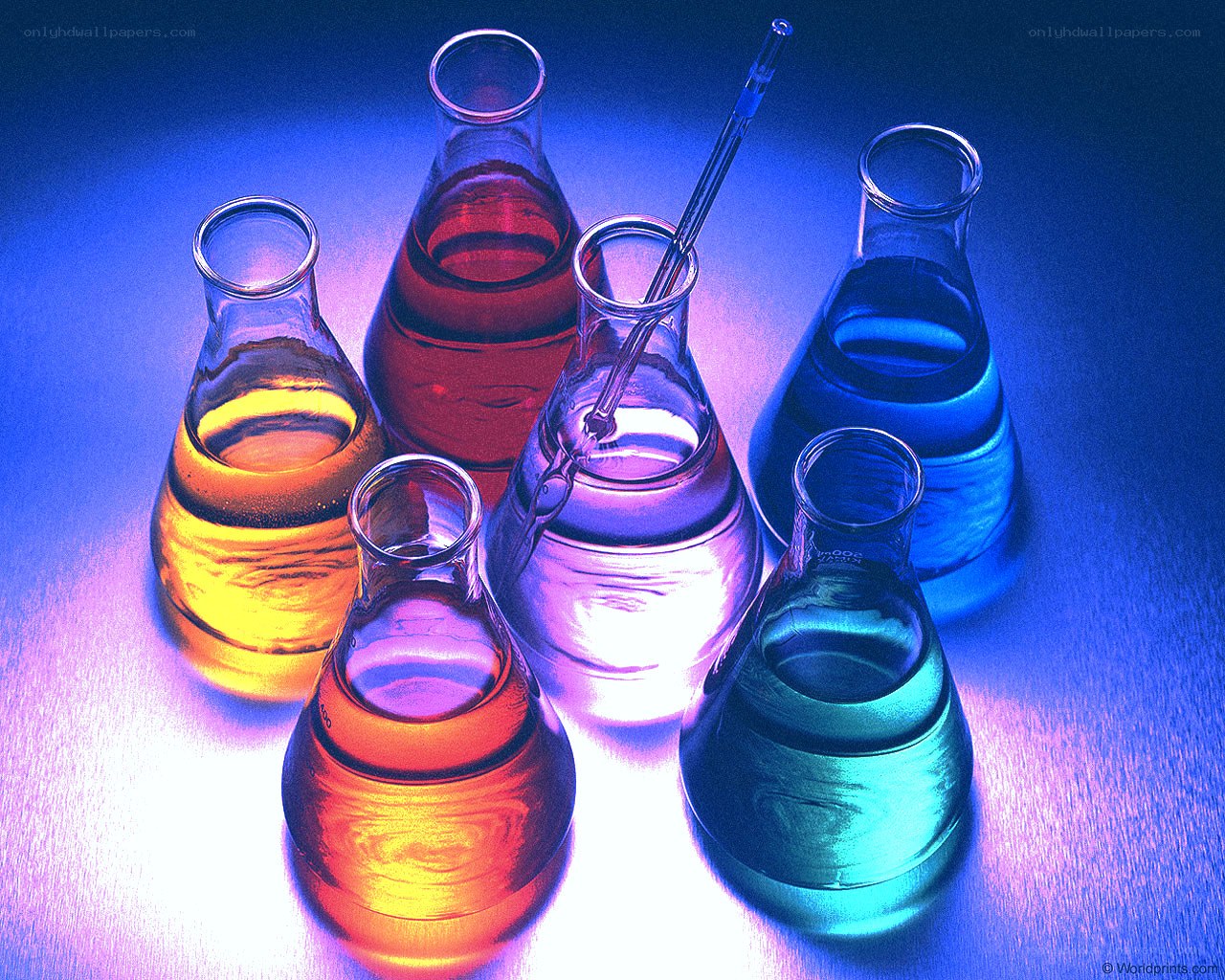 Colorful lab flasks