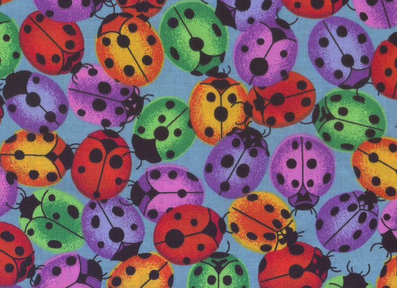 Colorful Ladybugs on Fabric