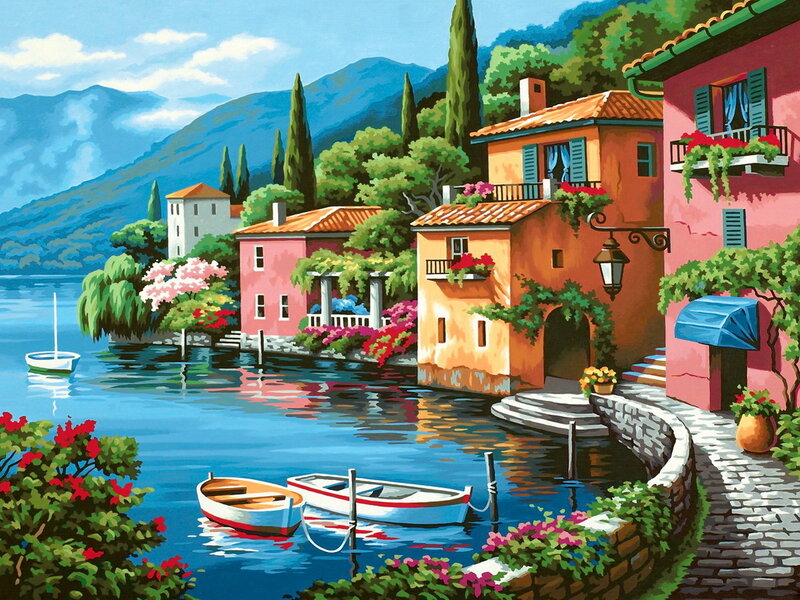 Colorful Lakeside Houses