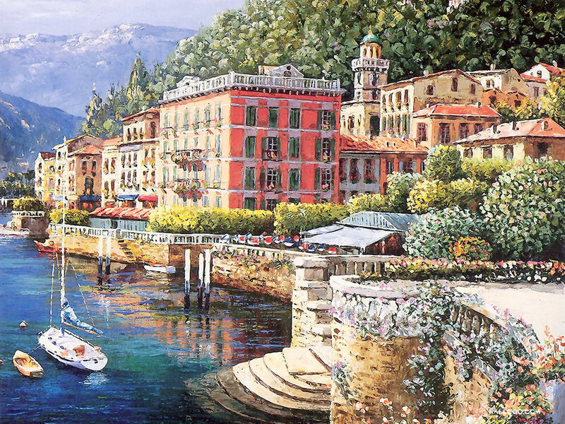 Colorful Lakeside Town