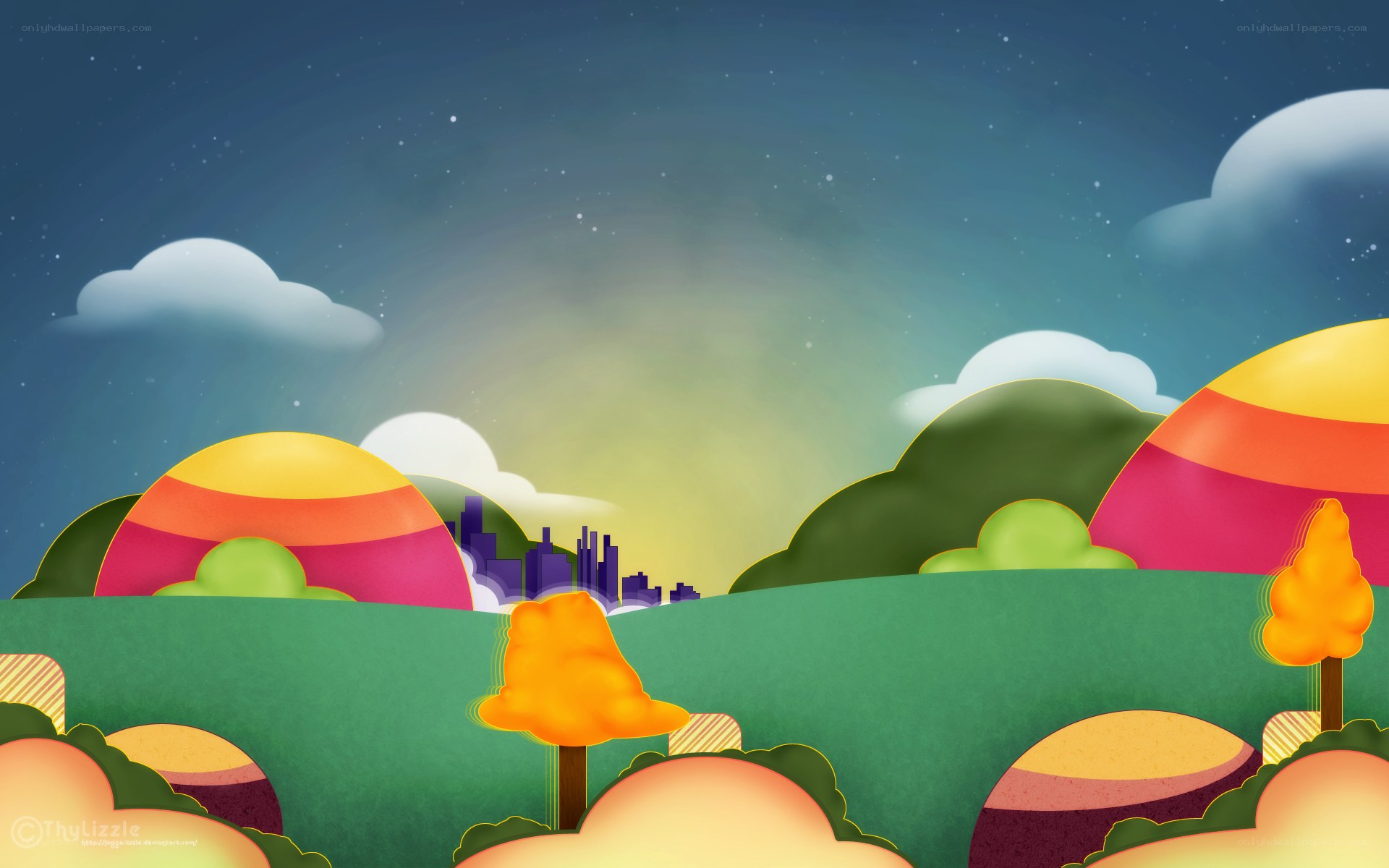 Colorful landscape at dusk
