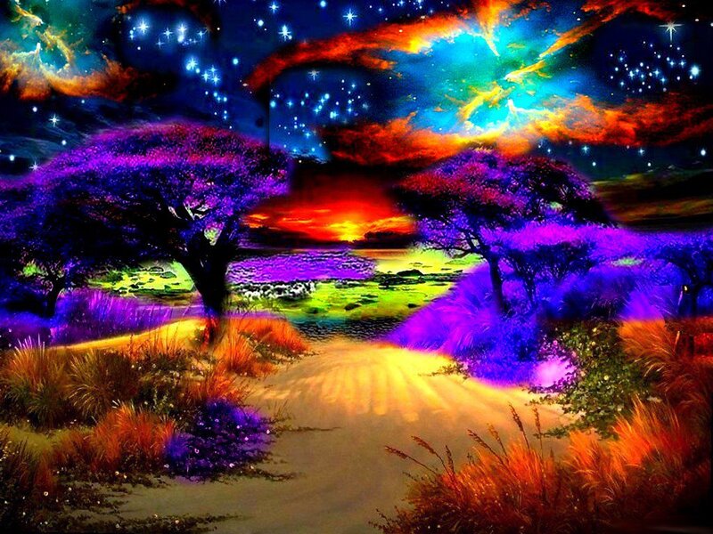 Colorful Landscape at Night