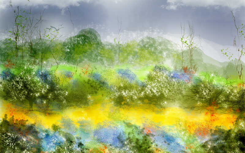Colorful Landscape Painting — Green