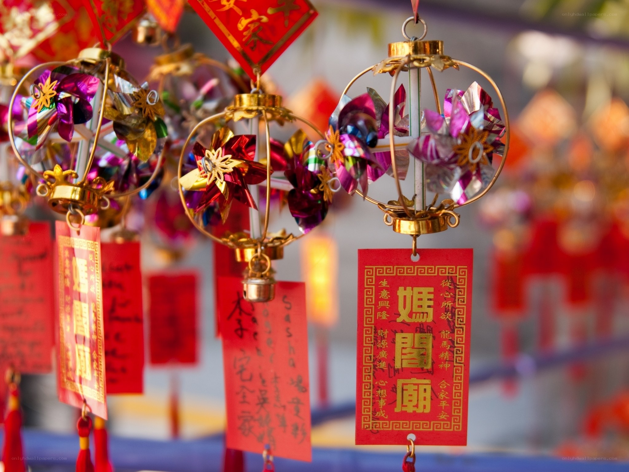 Colorful lanterns at a temple