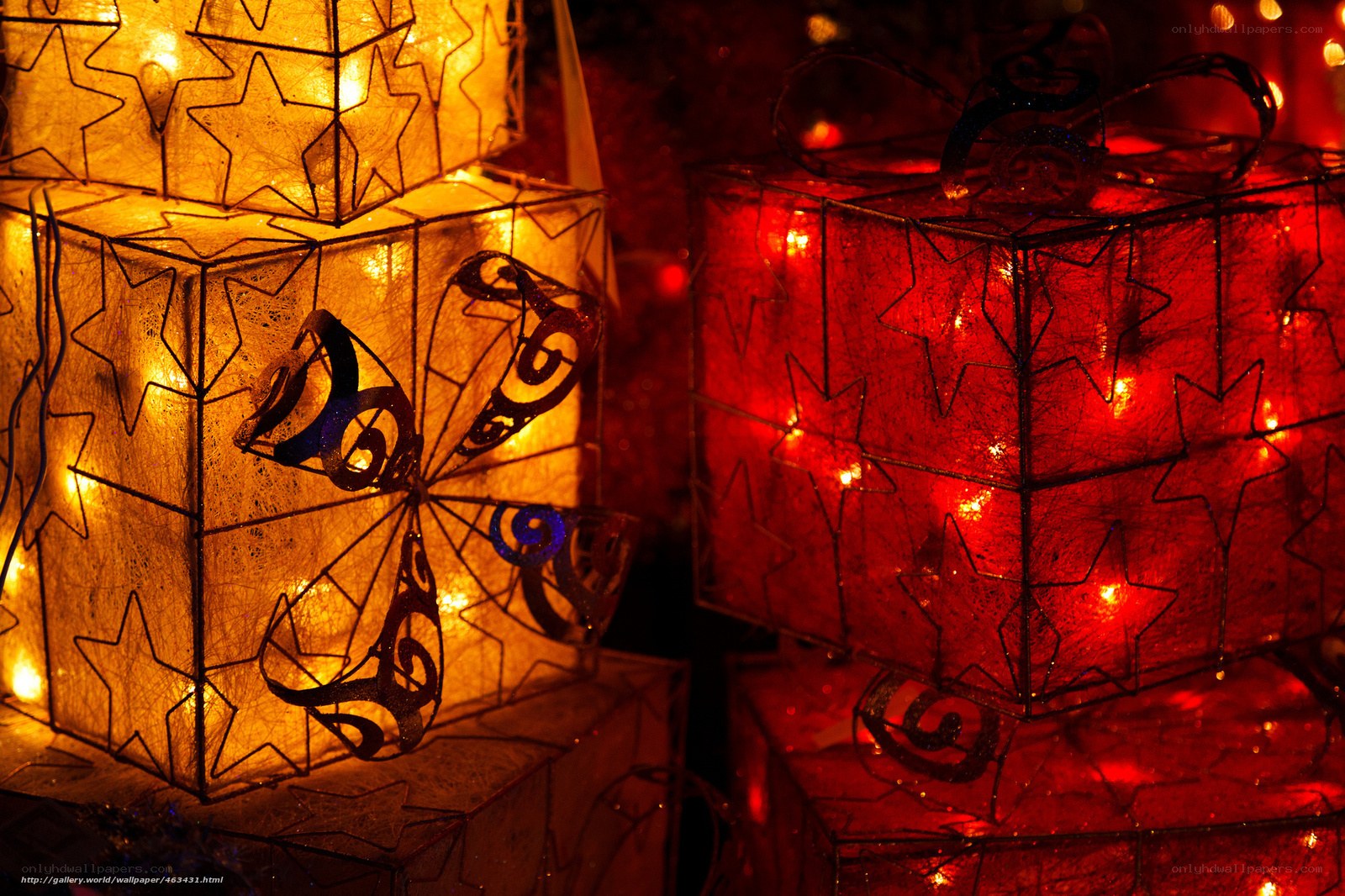 Colorful lanterns at night