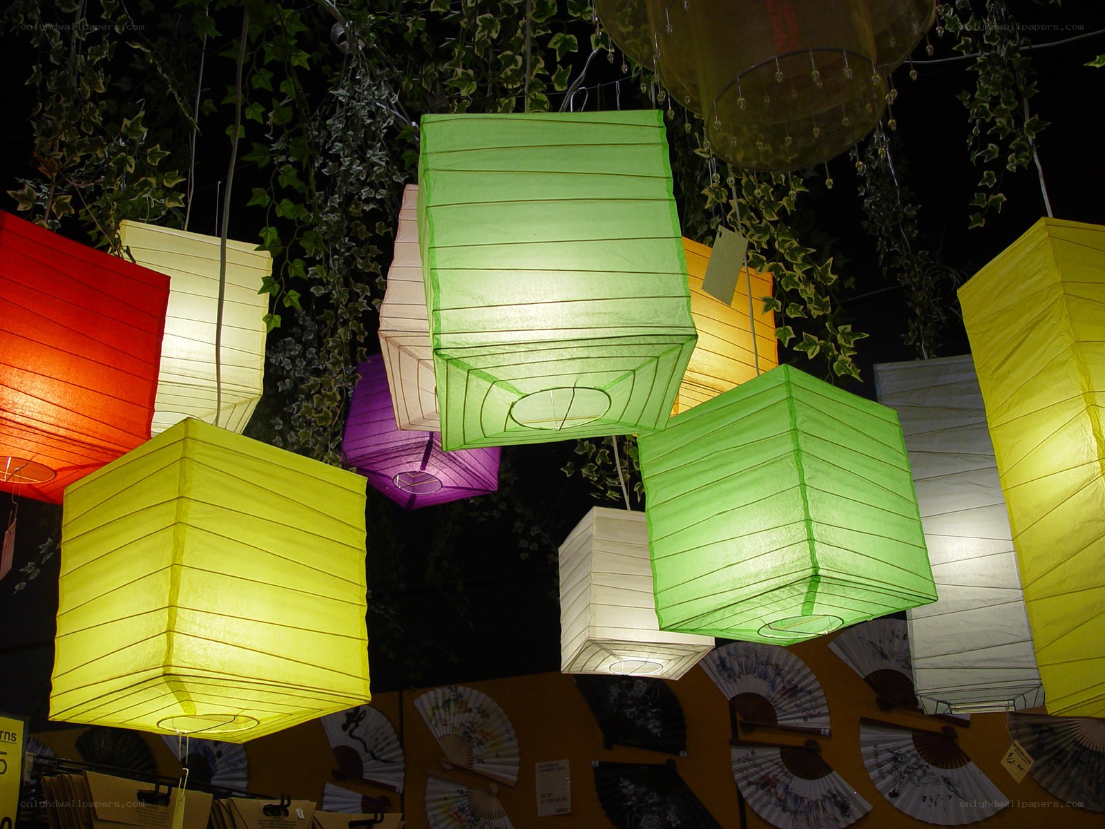Colorful lanterns at night