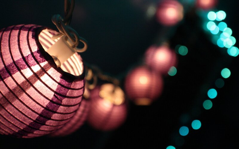 Colorful lanterns at night