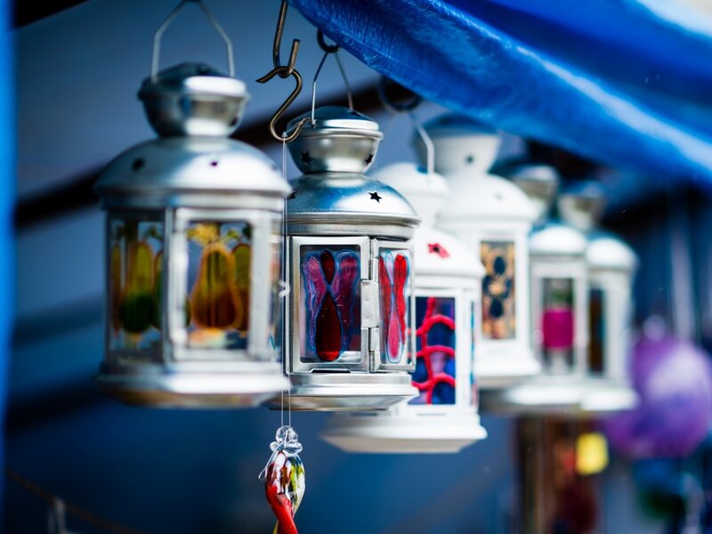 Colorful Lanterns Hanging — Blue
