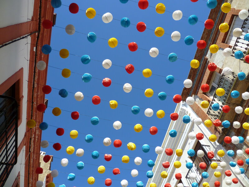 Colorful Lanterns in Street