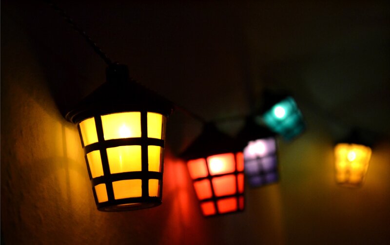 Colorful lanterns in the dark